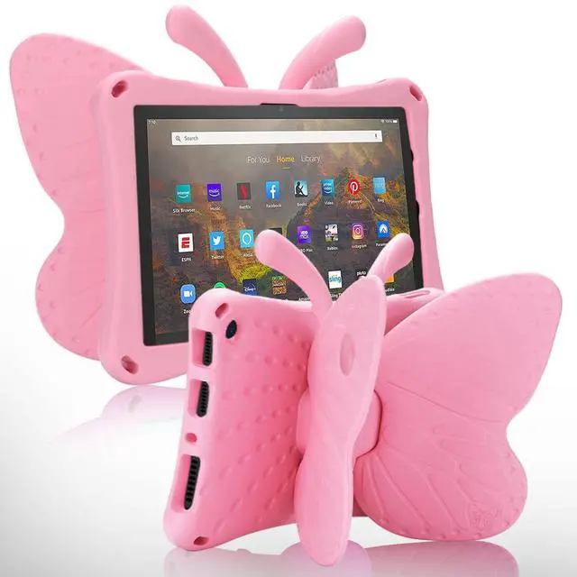 Main image of JGY Fire 7 Kids Tablet Case 2022 Butterfly EVA Full Cover Sturdy Kids-Proof Shockproof Rugged Case with Stand (Pink)