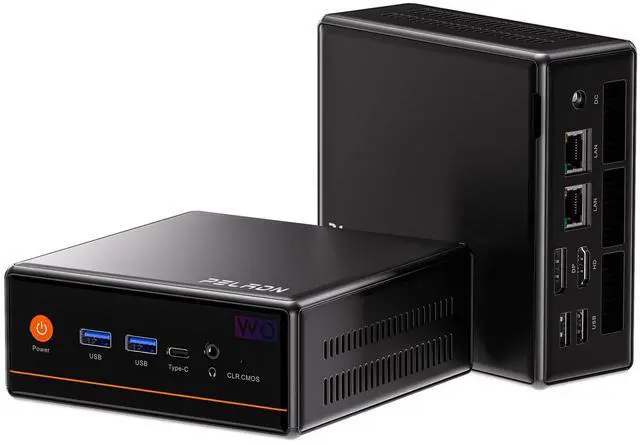 Main image of PELADN WO4 Mini Gaming PC - AMD Ryzen 5 5600H(Upgraded 5700U) Mini Computers 16GB Dual Channel RAM 512GB PCIe3.0 SSD, Mini Desktop Computer with Dual NIC LAN 2.5Gbe, WiFi6, BT5.2, Type-C