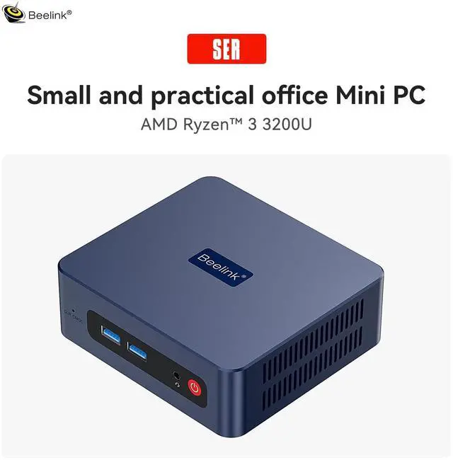 Alt view image 2 of 5 - Beelink SER3 Mini PC, AMD Ryzen 3 3200U(14nm, 2C/4T) up to 3.5GHz, Mini Gaming Computer 16GB DDR4 RAM 500GB PCIE3.0 X4 SSD, Micro PC 4K@60Hz Dual Display, Mini Computer WiFi6/BT5.2/HTPC/W-11 Pro