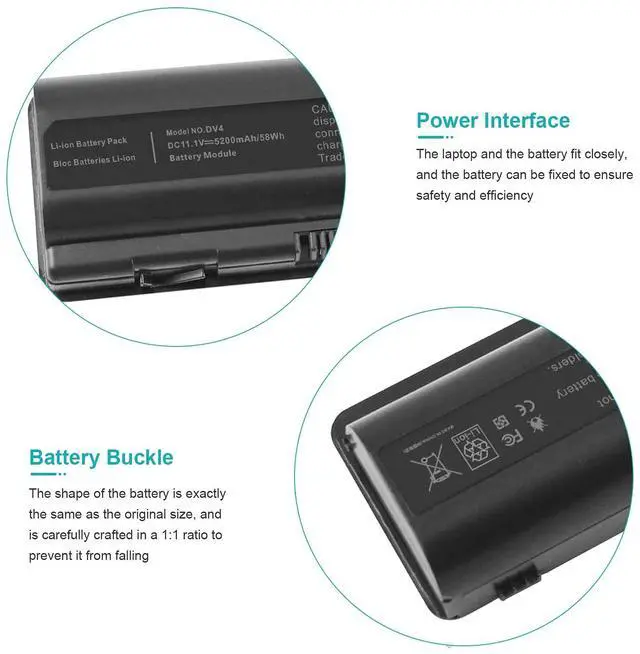Alt view image 4 of 5 - 58Wh Laptop Battery for HP DV4 DV5 DV6 G50 G60 G60T-200 CTO G61 G70 HDX X16 HDX X16T Premium HDX16 HSTNN-LB72 HSTNN-LB73 HSTNN-UB72 HSTNN-CB73 HSTNN-DB72 HSTNN-DB73 HSTNN-IB72 HSTNN-IB73 dm1-2000