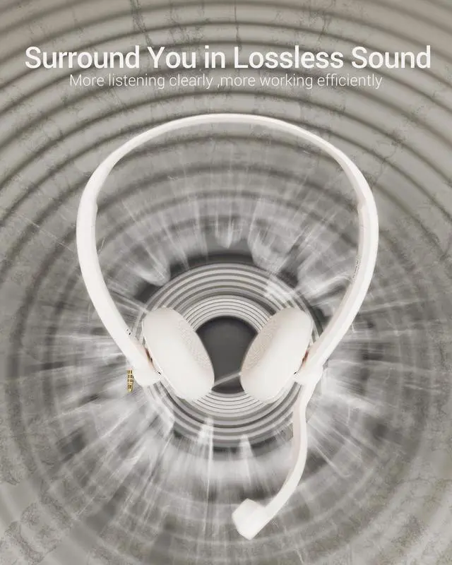 Alt view image 4 of 5 - FEABASK USB Headset with Microphone for PC - Wired Computer Headphones with Noise Cancelling Microphone for Home Office Online Class Skype Zoom Meetings