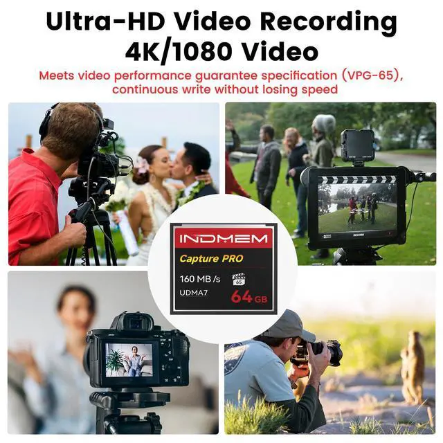 Alt view image 4 of 5 - CF Card 64GB Memory Card High Speed UDMA Up to 160MB/s Camera Cards Designed for Photographers & Videographers,Support High-Speed Continuous Shooting or 4K Video Recording