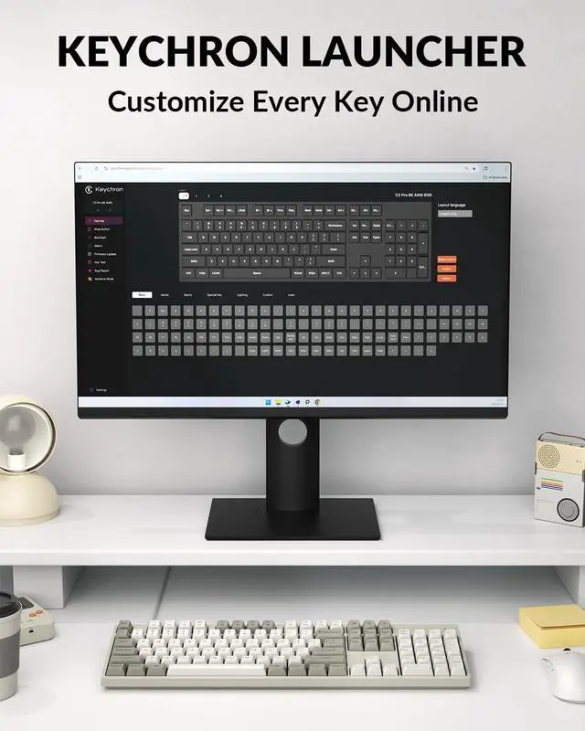 Alt view image 3 of 5 - Keychron C2 Pro Wired Mechanical Keyboard with 8K Hz Polling Rate, Full Size Custom RGB Backlit Hot-Swappable, Non-Shine Through PBT Keycaps Compatible with Mac Windows Linux