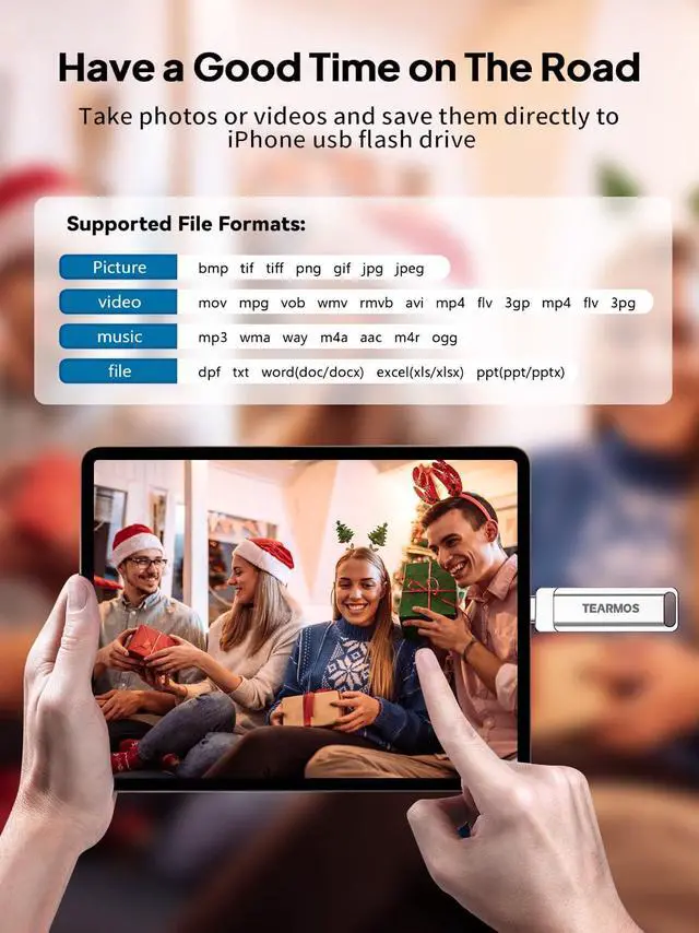 Alt view image 5 of 5 - TEARMOS 512GB Flash Drive Intended for iPhone iPad, Memory Stick Storage for Photos and Videos Backup, Compatible with iPhone iPad Android PC, Plug and Play, No Application Required (Metal Silver)