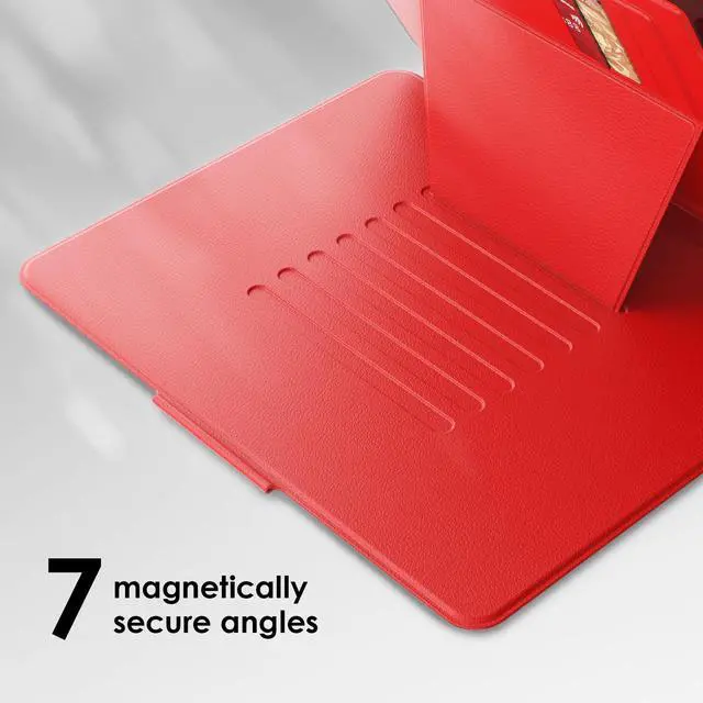 Alt view image 4 of 5 - BLOSOMEET Smart Case for New iPad Air 13 Inch Case M3 2025 & M2 2024 with Magnetic Stand,Rugged Auto Sleep/Wake Kids Cover with Pen Holder, Card Slot,Red