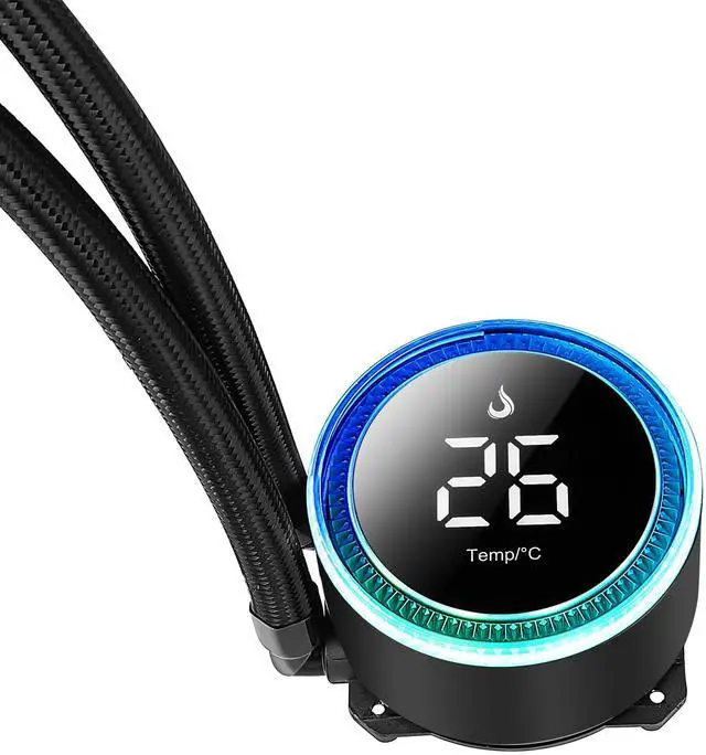 Alt view image 5 of 5 - Computer Case Water Cooler - Rise Mode USA Gamer Aura Ice Black Black, ARGB, 360mm