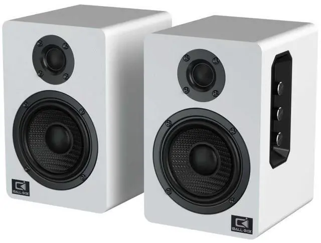 Main image of IBALL·BOX Harmony H2 60W Desktop Speakers with DSP, Bluetooth 5.3, 24-Bit Optical, USB-C, AUX, Silk-Dome Tweeter, Carbon-Fiber Woofer, for Computer, PC Monitor, Gaming (White)