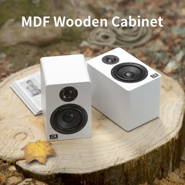 Alt view image 4 of 5 - IBALL·BOX Harmony H2 60W Desktop Speakers with DSP, Bluetooth 5.3, 24-Bit Optical, USB-C, AUX, Silk-Dome Tweeter, Carbon-Fiber Woofer, for Computer, PC Monitor, Gaming (White)