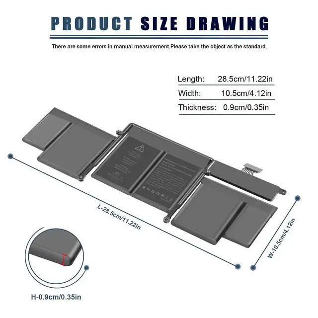 Alt view image 4 of 5 - ASUNCELL A1502 A1582 Laptop Battery for MacBook Pro 13 inch Retina [ Early 2015, Mid 2014, Late 2013] A1493 11.42V 74.9Wh