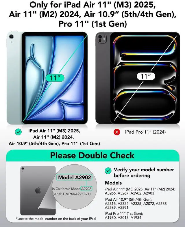 Alt view image 2 of 5 - ESR for iPad Air 11 Inch Case M3/M2 (2025/2024), iPad Air 5th/4th Gen (2022/2020), Powerful Magnetic Attachment, Slim Trifold Stand Case, Auto Wake/Sleep, Durable Protection, Purple