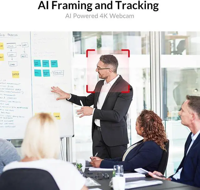 Alt view image 3 of 5 - AV Access 4K Conference Room Camera, 1/1.8' Sensor, Individuals Gallery, 120° FOV, 5X Digital Zoom, Auto Framing, Presenter Tracking, Dual Mics, ePTZ, Privacy Cover, Work with Teams, Zoom, Meet