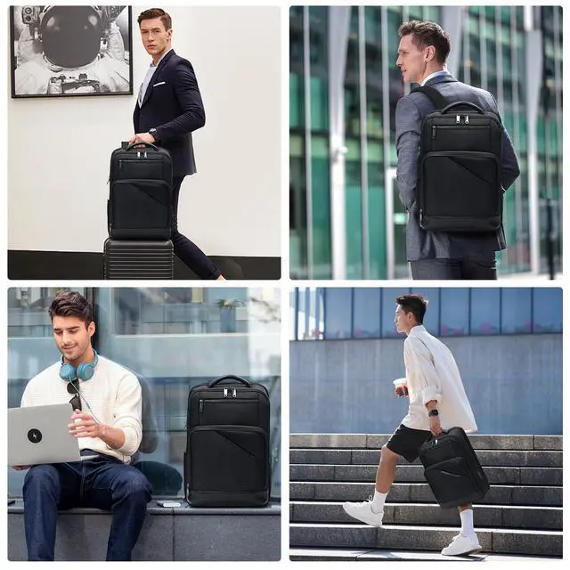 Alt view image 3 of 5 - KINGSLONG Backpack Bookbag Daypack Business: Carry Back Pack Bag fit For 15.6 inch Laptop Computer for School College Travel Work Men Women Water Resistant Lightweight Black3
