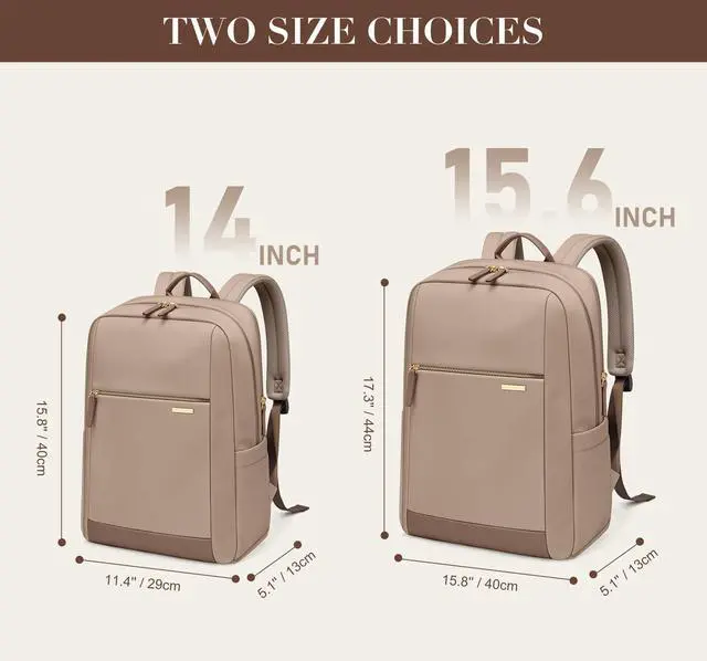 Alt view image 2 of 5 - GOLF QUALITY Laptop Backpack for Women - Business Travel Anti Theft Laptop Bag Backpack Water Resistant College Computer Backpacks for Men Women Fits 14Inch Notebook(Brown)