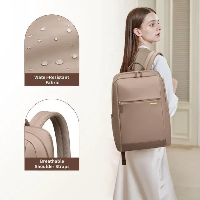 Alt view image 3 of 5 - GOLF QUALITY Laptop Backpack for Women - Business Travel Anti Theft Laptop Bag Backpack Water Resistant College Computer Backpacks for Men Women Fits 14Inch Notebook(Brown)