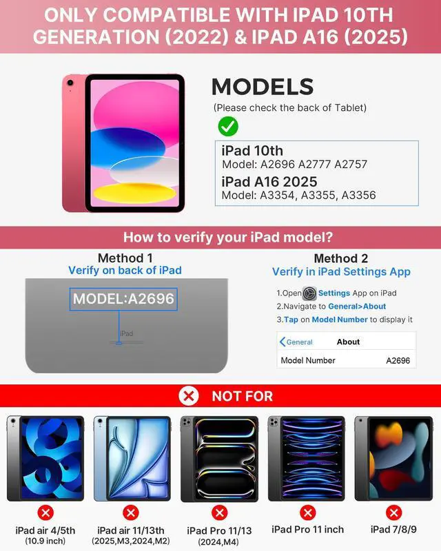 Alt view image 2 of 5 - typecase Folio Keyboard Case for iPad 10th Gen 10.9 inch (2022) and iPad 11th (A16, 2025), Magnetic Wireless Detachable Keyboard, 7-Color Backlight, Thin & Light, Pencil Holder  Rose Red Glitter