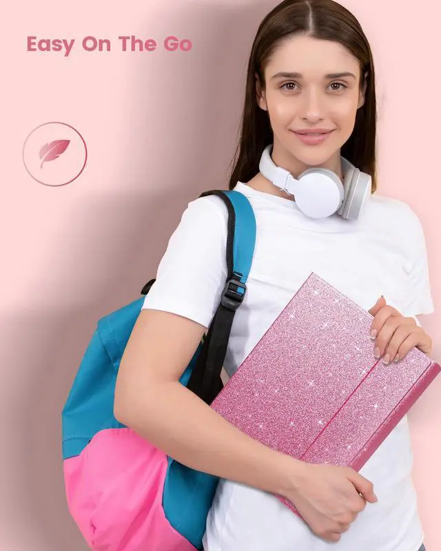 Alt view image 3 of 5 - typecase Folio Keyboard Case for iPad 10th Gen 10.9 inch (2022) and iPad 11th (A16, 2025), Magnetic Wireless Detachable Keyboard, 7-Color Backlight, Thin & Light, Pencil Holder  Rose Red Glitter