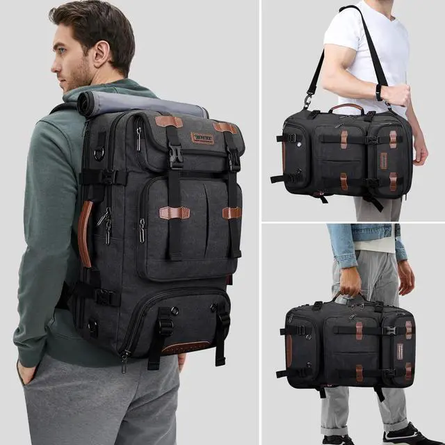 Alt view image 2 of 5 - WITZMAN Travel Backpack for Men 40L Large Carry-on Airline Approved Convertible 3 in 1 laptop Bags Fit 17 inch(A8013 Black)