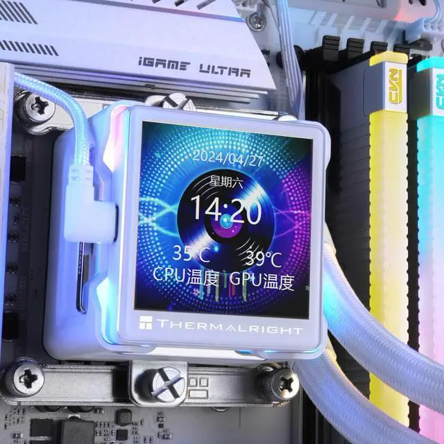 Alt view image 2 of 5 - Thermalrlght Elite Vision 360 ARGB White CPU Water Cooler,Triple PWM Fans Water Cooling System with 2150PRM,for AM4/AM5&Intel LGA1851/1700, Magnetic Detachable LCD Screen with 320 * 320 Resolution