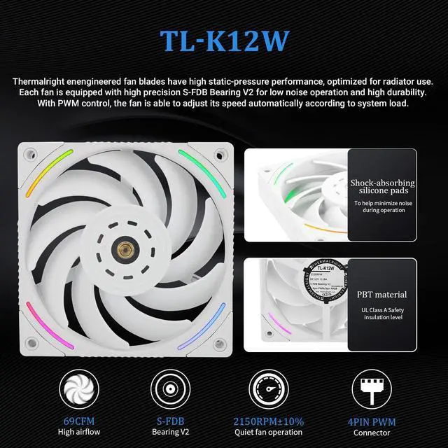 Alt view image 4 of 5 - Thermalrlght Elite Vision 360 ARGB White CPU Water Cooler,Triple PWM Fans Water Cooling System with 2150PRM,for AM4/AM5&Intel LGA1851/1700, Magnetic Detachable LCD Screen with 320 * 320 Resolution