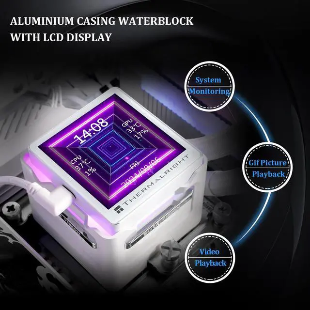 Alt view image 5 of 5 - Thermalrlght Elite Vision 360 ARGB White CPU Water Cooler,Triple PWM Fans Water Cooling System with 2150PRM,for AM4/AM5&Intel LGA1851/1700, Magnetic Detachable LCD Screen with 320 * 320 Resolution