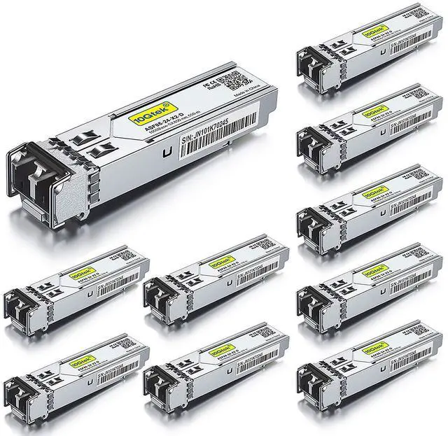 Main image of 10Gtek 1000BASE-SX Gigabit SFP LC Multi-Mode Transceiver, Mini-GBIC Module for Cisco GLC-SX-MMD/GLC-SX-MM/SFP-GE-S, Meraki, Fortinet, Ubiquiti UniFi UF-MM-1G, TP-Link, 850nm, DDM, 550m, Pack of 10