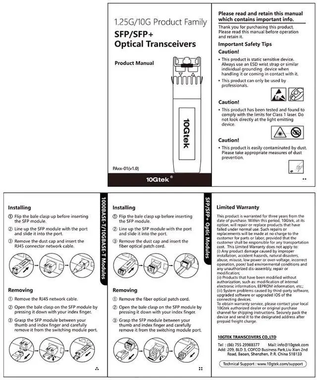 Alt view image 5 of 5 - 10Gtek 1000BASE-SX Gigabit SFP LC Multi-Mode Transceiver, Mini-GBIC Module for Cisco GLC-SX-MMD/GLC-SX-MM/SFP-GE-S, Meraki, Fortinet, Ubiquiti UniFi UF-MM-1G, TP-Link, 850nm, DDM, 550m, Pack of 10