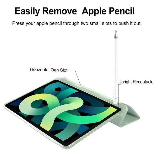 Alt view image 4 of 5 - Cute Kawaii Flower for iPad Air 11 Inch Case 7th/6th Generation (M3/M2) 2025/2024 with Pencil Holder, Auto Sleep/Wake, Green Leather Soft TPU Back Cover