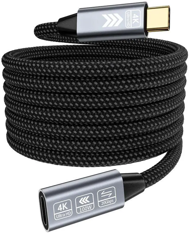 Main image of HOTUTUKI USB C Extension Cable 16.5FT, 20Gbps/100W USB3.2 Type C Extender Cord, 4K@60Hz Video Output Nylon Braided USB C Male to Female Extension Charging Cable Compatibility with Thunderbolt 4/3