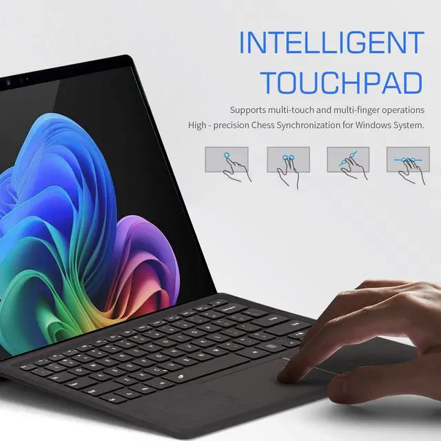 Alt view image 4 of 5 - Junfire Detachable Keyboard for Microsoft Surface Pro 11/10/9/ProX (13-inch,2024/2022), 7-Color Backlit Wireless Keyboard with Touchpad, 14 Shortcut Keys, 30H Battery  Magnetic & Slim Design, Black