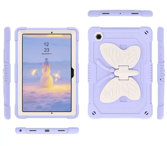 Alt view image 2 of 5 - YINLAI for Samsung Galaxy Tab A8 Case,Tab A8 10.5 Case Silicone Butterfly Kickstand Kids Girls Women Shockproof Protective Tablet Cover for Galaxy Tab A8 10.5 Inch 2022 [SM-X200/X205/X207], Purple
