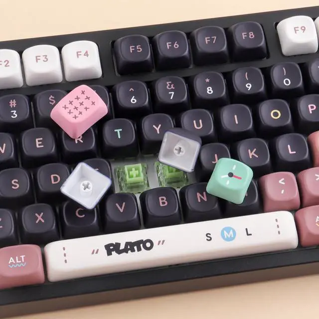 Alt view image 3 of 5 - Tsungup PBT Keycaps-Black Cute MOA Keycaps,130 Keys Dye Sub Bear Theme Custom Key Caps Keyboard Keycap Set for 100%, 75%, 65%, 60% Mechanical Keyboard
