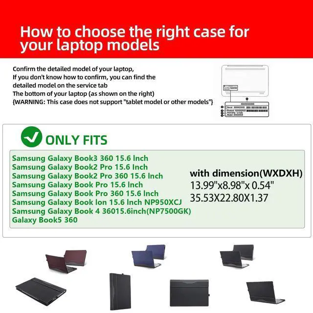 Alt view image 2 of 5 - Laptop Sleeve for Samsung Galaxy Book2 Pro/2 Pro 360 Cover //Galaxy Book 3 360/Galaxy Book 4 360/15.6" 950QCG-X01/X03 Two Piece Detachable Cover with Stand (Grey)