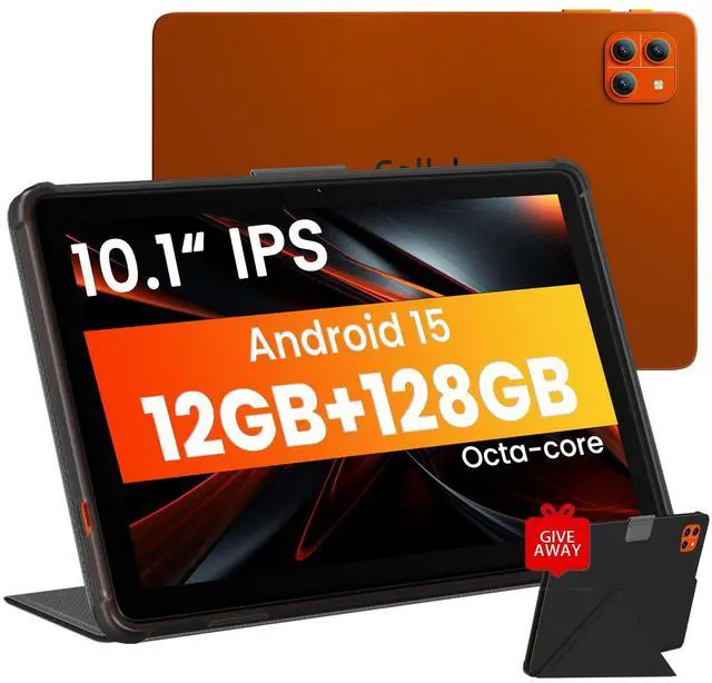 Main image of 10.1 inch Tablet, Android 15 Tablet, 12GB RAM 128GB Storage, Expandable up to 2TB, with Foldable Stand Case, Octa-Core Processor, IPS HD Display, Wi-Fi 6 & Bluetooth 5.4, Widevine L1, 6000mAh Battery