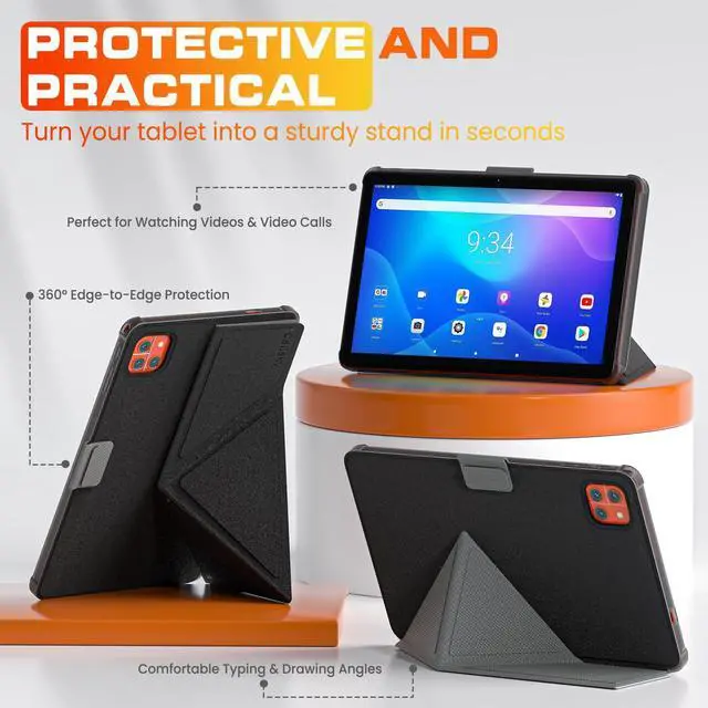 Alt view image 4 of 5 - 10.1 inch Tablet, Android 15 Tablet, 12GB RAM 128GB Storage, Expandable up to 2TB, with Foldable Stand Case, Octa-Core Processor, IPS HD Display, Wi-Fi 6 & Bluetooth 5.4, Widevine L1, 6000mAh Battery