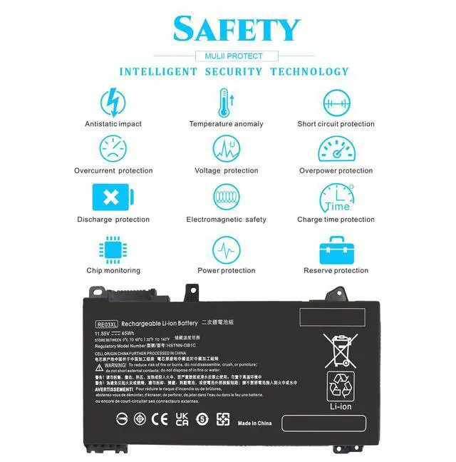 Alt view image 3 of 5 - RE03XL L32407-541 Battery, Replacement hp ProBook Laptop Battery for HP ProBook 430 440 445 450 G6 G7 455R G6 Serie L32407-AC1 HSTNN-OB1C HSTNN-UB7R HSTNN-DB9A L32407-2B1 L32656-005 Batteries.