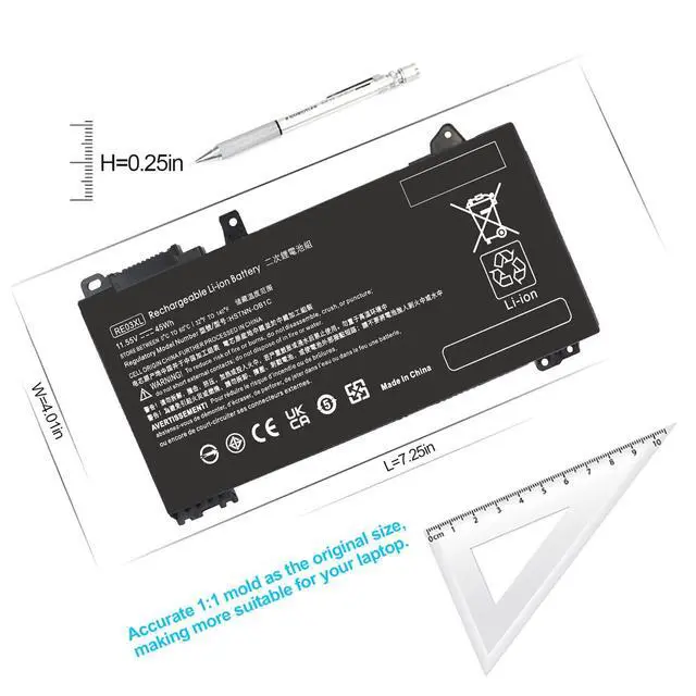 Alt view image 4 of 5 - RE03XL L32407-541 Battery, Replacement hp ProBook Laptop Battery for HP ProBook 430 440 445 450 G6 G7 455R G6 Serie L32407-AC1 HSTNN-OB1C HSTNN-UB7R HSTNN-DB9A L32407-2B1 L32656-005 Batteries.