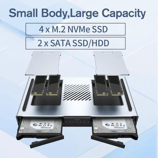 Alt view image 2 of 5 - LincStation N2 6-Bay NAS Storage - Intel N100 4-Core | 10GbE | 16GB LPDDR5 | 128G eMMC | 2x2.5 SATA HDD + 4xM.2 NVMe Slots | 2-Year Warranty | 4K HDMI | Network Attached Storage (Diskless)