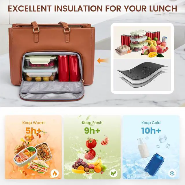 Alt view image 3 of 5 - LOVEVOOK Lunch Tote Bag for Women, Laptop Bag for Work with Insulated Lunch Compartment 15.6 Inch 2 in 1 Lunch Tote Large Capacity Computer Handbag for Work, Teacher, Nurse, Office, Casual