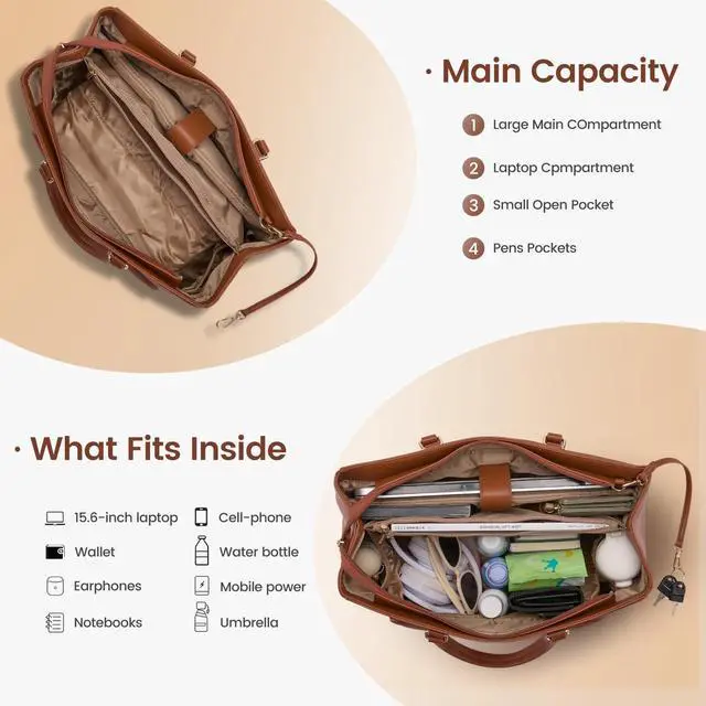 Alt view image 5 of 5 - LOVEVOOK Lunch Tote Bag for Women, Laptop Bag for Work with Insulated Lunch Compartment 15.6 Inch 2 in 1 Lunch Tote Large Capacity Computer Handbag for Work, Teacher, Nurse, Office, Casual