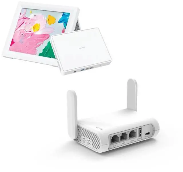 Main image of GL.iNet GL-B3000 (Marble) Wireless WiFi 6 Router with Wall-Mountable Photo Frame & GL-SFT1200 (Opal) Secure Travel WiFi Router  AC1200 Dual Band Gigabit Ethernet Wireless Internet