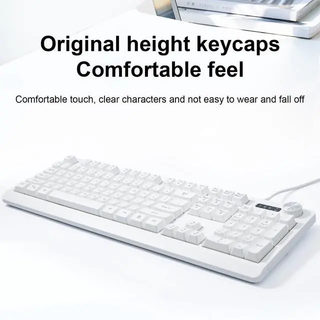Alt view image 2 of 5 - Wired RGB Membrance Keyboard. 100 Percent Mini Creamy LED Computer Keyboard .Small Ergonomic Clicky Teclado with ABS Backlit Unreplaceable Keycaps. for PC Laptop MAC Gamer. (White)