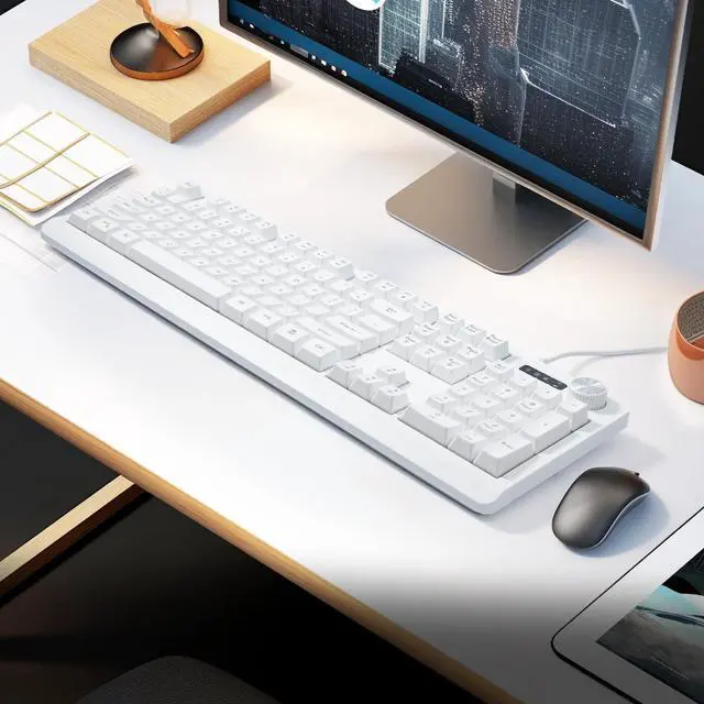 Alt view image 3 of 5 - Wired RGB Membrance Keyboard. 100 Percent Mini Creamy LED Computer Keyboard .Small Ergonomic Clicky Teclado with ABS Backlit Unreplaceable Keycaps. for PC Laptop MAC Gamer. (White)