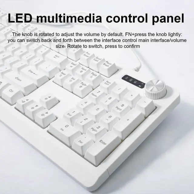 Alt view image 4 of 5 - Wired RGB Membrance Keyboard. 100 Percent Mini Creamy LED Computer Keyboard .Small Ergonomic Clicky Teclado with ABS Backlit Unreplaceable Keycaps. for PC Laptop MAC Gamer. (White)