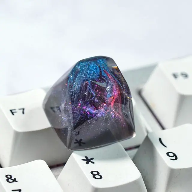 Alt view image 4 of 5 - Purple Nebula Pentagon Galaxy Artisan Keycap R1 SA Profile Custom Keycaps 1U ESC Handmade Gaming Resin Key Cap Cherry MX Switch Compatible Mechanical Keyboard Space Lover Gift
