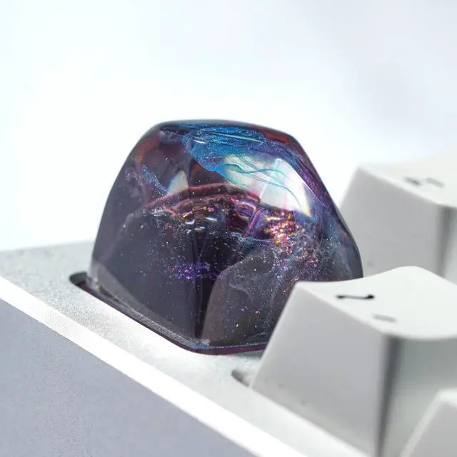 Alt view image 3 of 5 - Purple Nebula Pentagon Galaxy Artisan Keycap R1 SA Profile Custom Keycaps 1U ESC Handmade Gaming Resin Key Cap Cherry MX Switch Compatible Mechanical Keyboard Space Lover Gift