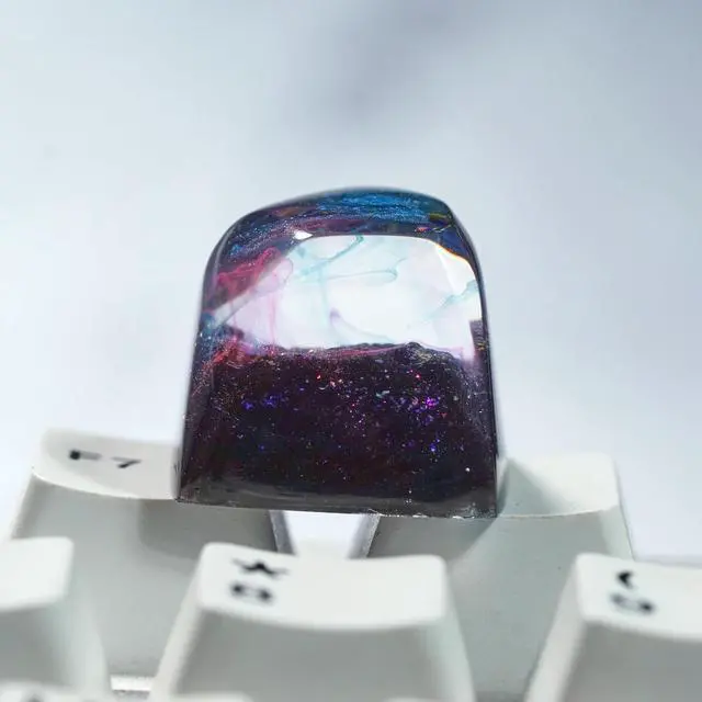 Alt view image 5 of 5 - Purple Nebula Pentagon Galaxy Artisan Keycap R1 SA Profile Custom Keycaps 1U ESC Handmade Gaming Resin Key Cap Cherry MX Switch Compatible Mechanical Keyboard Space Lover Gift