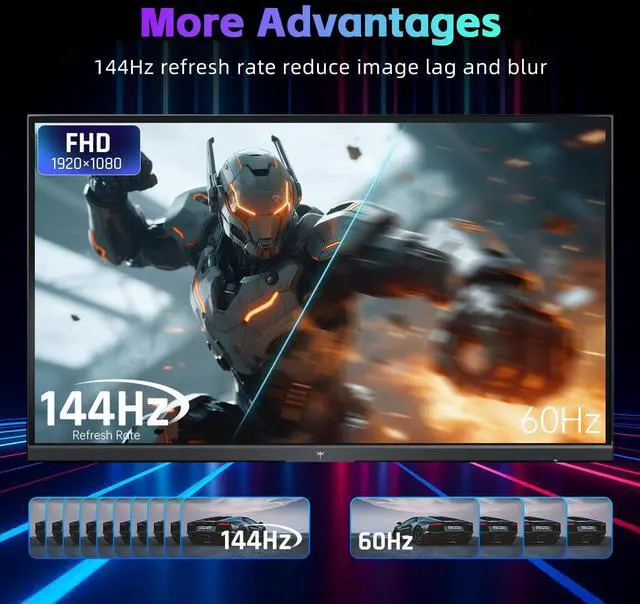 Alt view image 2 of 5 - KTC 24 Inch Computer Monitor, FHD 144Hz Office Gaming Monitor, IPS, Adaptive-Sync, HDMI & DP Port, 1500:1 Contrast Ratio, Bluelight Filter, Tilt Adjustable, H24B9S