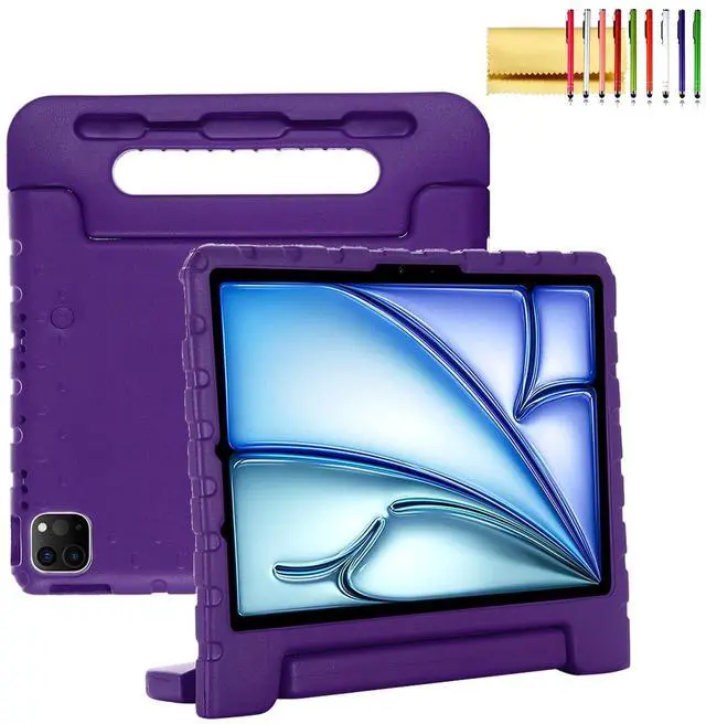 Main image of Dteck Kids Case for iPad Air 11" M2 2024, iPad Pro 11" Case 2024, Lightweight Shockproof Rugged EVA Kids Friendly Handle Kickstand Child Proof Protective Case with Pencil Holder, Purple