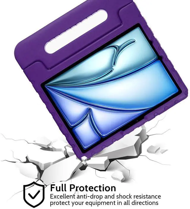 Alt view image 3 of 5 - Dteck Kids Case for iPad Air 11" M2 2024, iPad Pro 11" Case 2024, Lightweight Shockproof Rugged EVA Kids Friendly Handle Kickstand Child Proof Protective Case with Pencil Holder, Purple