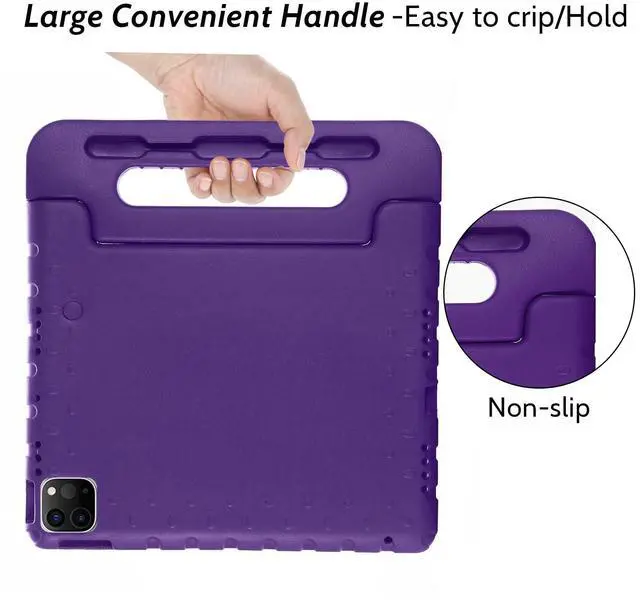 Alt view image 5 of 5 - Dteck Kids Case for iPad Air 11" M2 2024, iPad Pro 11" Case 2024, Lightweight Shockproof Rugged EVA Kids Friendly Handle Kickstand Child Proof Protective Case with Pencil Holder, Purple